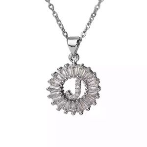 Silver Initial Crystal Pendant Necklace A-Z